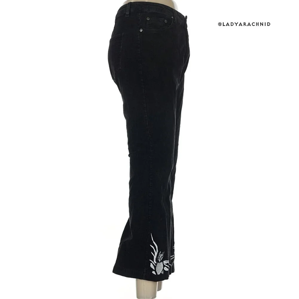 DISTURBIA Pipistrelle gothic flared bat corduroy pants US6 - Picture 6 of 10